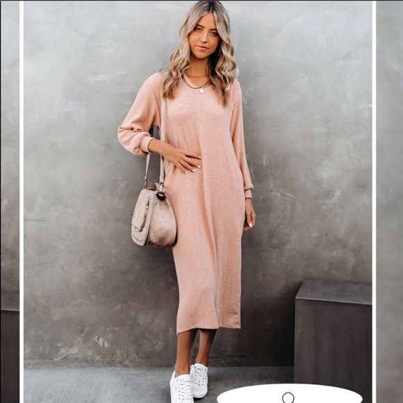 Vici Coley Pocketed Hooded Knit Midi Dress